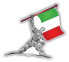 Italy Flag Muscleman Car Bumper Sticker Decal 5'' x 5''