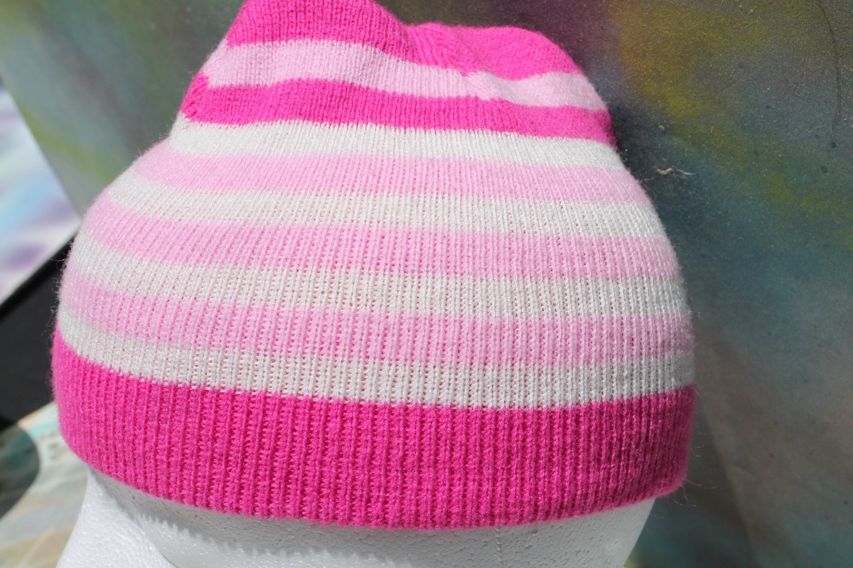 Pretty Knit Beanie Hat skull Cap, Pink Stripe FREE SHIPPING