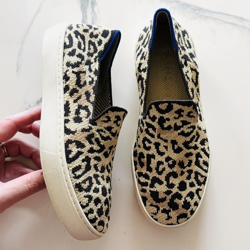 Rothy's Desert The Retired Camo Cat Animal Print Slip On Sneakers Size 5 Loafers - Picture 2 of 14