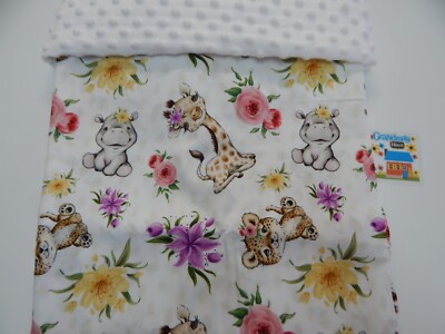 Baby Blanket Safari Babes 90cm x 70cm Minkee Backed