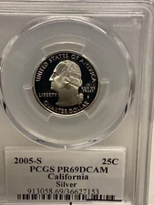 2005 S PGCS PR69DCAM California States Quarter Silver Proof Low Mintage Rare
