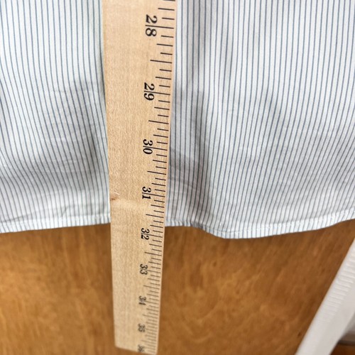 Emporio Armani Shirt Mens 17 EU 43 White Striped Button Up Banker Collar Dress - Picture 10 of 13