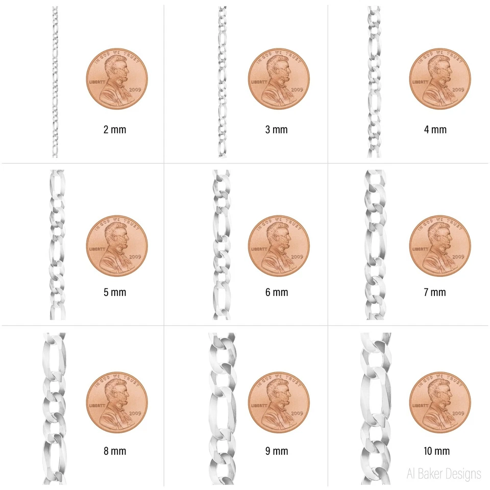 Collar o pulsera de cadena maciza italiana de plata de ley Figaro 925 Italia Foto 4 de 4