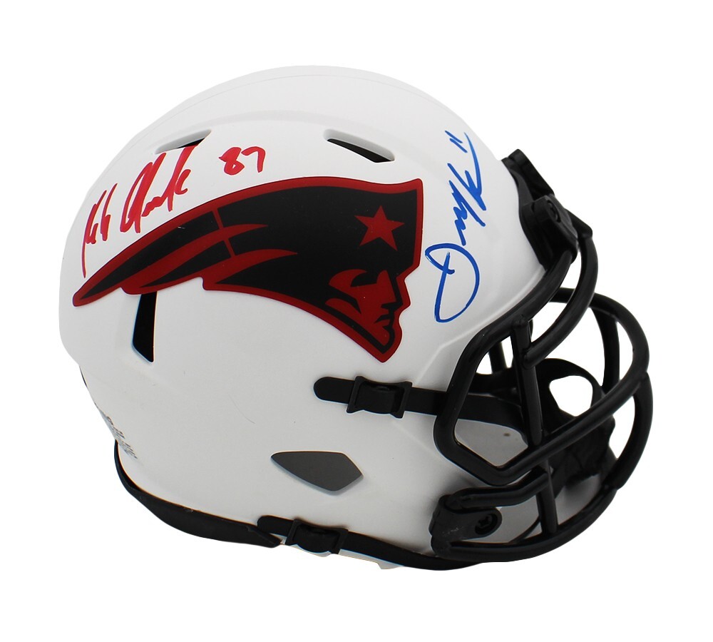 Julian Edelman & Rob Gronkowski Autographed Signed New England Patriots Julian Edelman & Gronkowski Speed Lunar Mini Helmet 