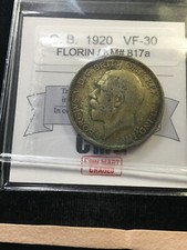 1920  Great Britain, Florin/Two Shillings, Coin Mart  Graded**VF-30** KM# 817a