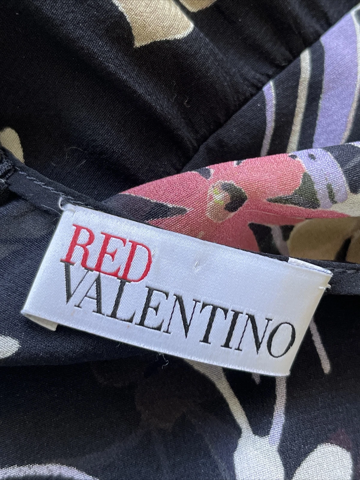Mini Abito Rosso Valentino Nero Floreale Manica Lunga Foderato Orlo Increspato Seta Taglia 8
