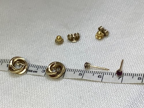 14k Yellow Gold Post Earrings w/Amethyst &Removable Knot Jackets 2.3g Signed INV - Picture 15 of 17