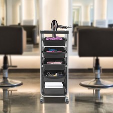 New Black Beauty Salons Barber Stores Salon Trolley Cart with Wheels 5 Drawers