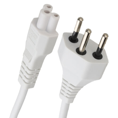 Swiss 3 Pin SEV 1011 to Cloverleaf C5 H05VV-F 5A Mains Power Cable Lead White 2m - Afbeelding 1 van 7
