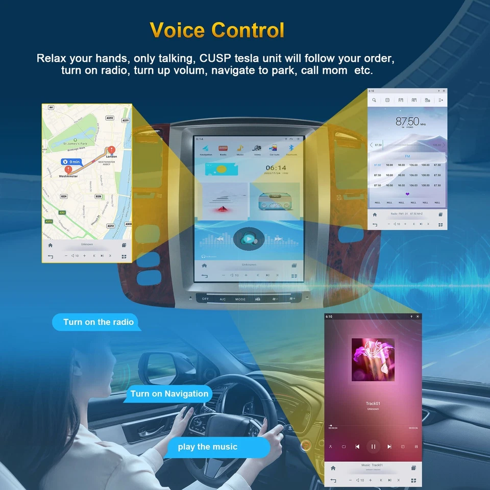 For Toyota Land Cruiser LC100 Lexus LX470 02-07 Car Stereo Android 13 Car Radio - Image 3 of 4