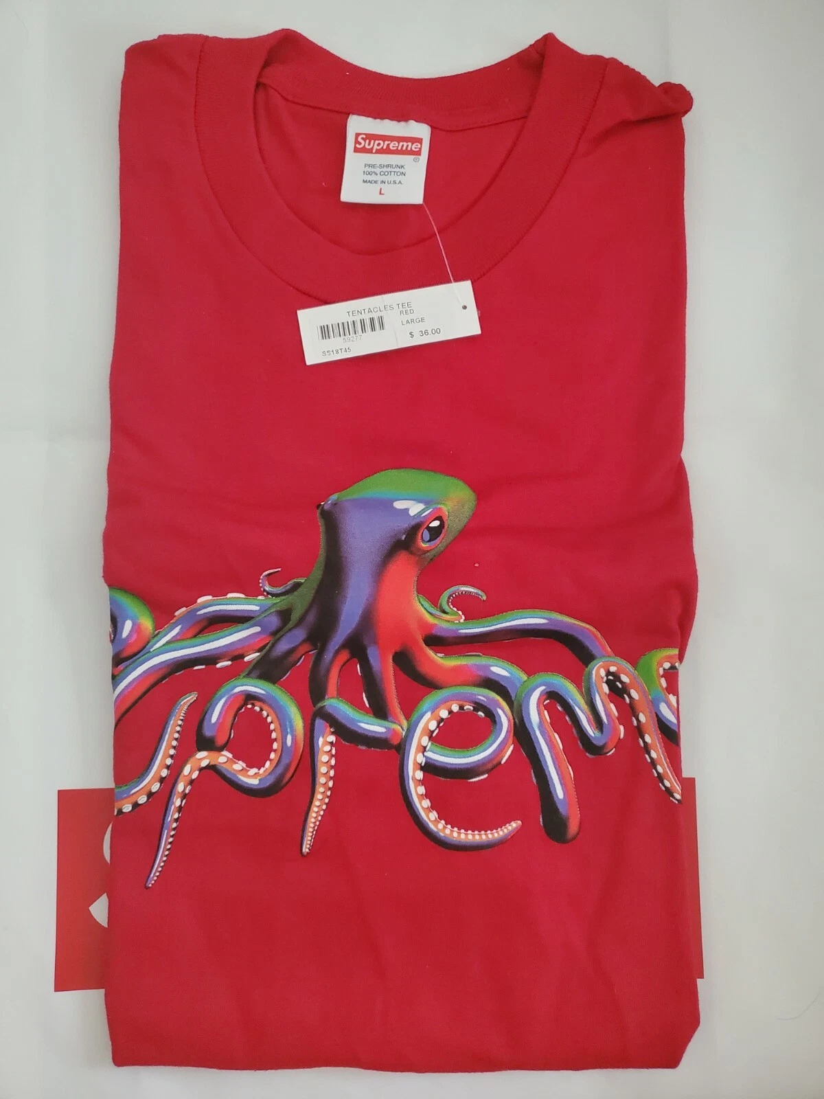 Supreme Tentacles Tee Shirt Red Size L SS18 NEW Large