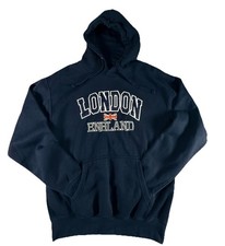 Zone One London England Embroidered Logo Navy Blue Hoodie Sweatshirt Adult S