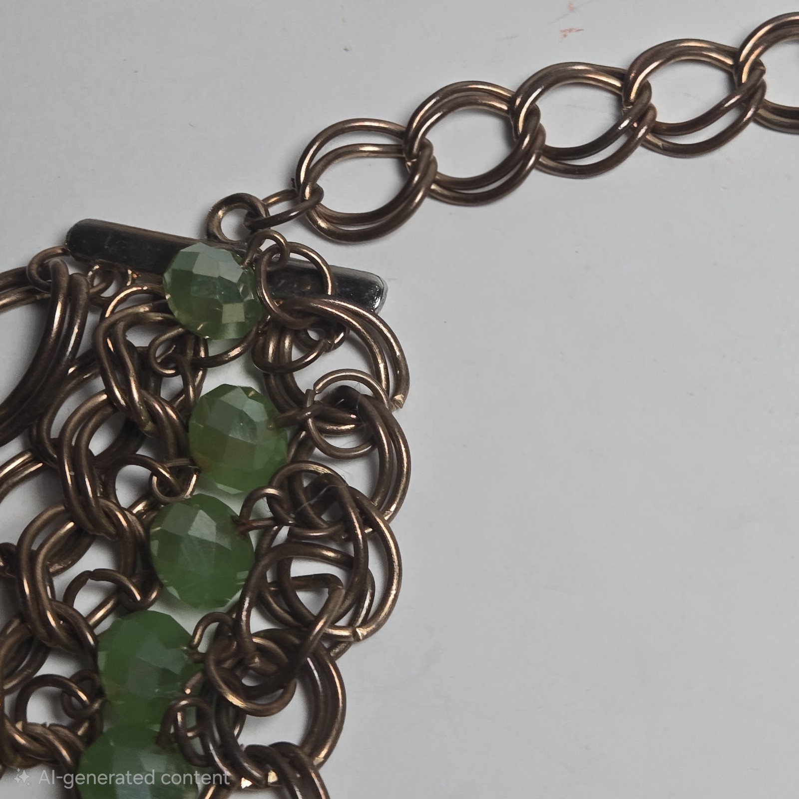 Multistrand Bronze Tone Chain Statement Necklace … - image 6