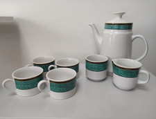 Vintage Royal Norfolk Tea Set for 4 , Teal with Gold Rim,