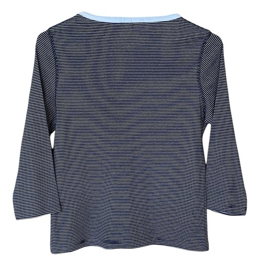 Vintage Pullover T Shirt Top Girls Sz Large Black White Stripe 3/4 Sleeve - Picture 2 of 4