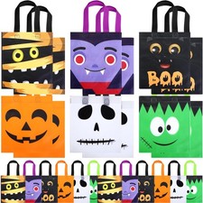 48 Pcs Halloween Treats Bags Tote Gift Reusable Candy Goodie Bags for Hallowe...