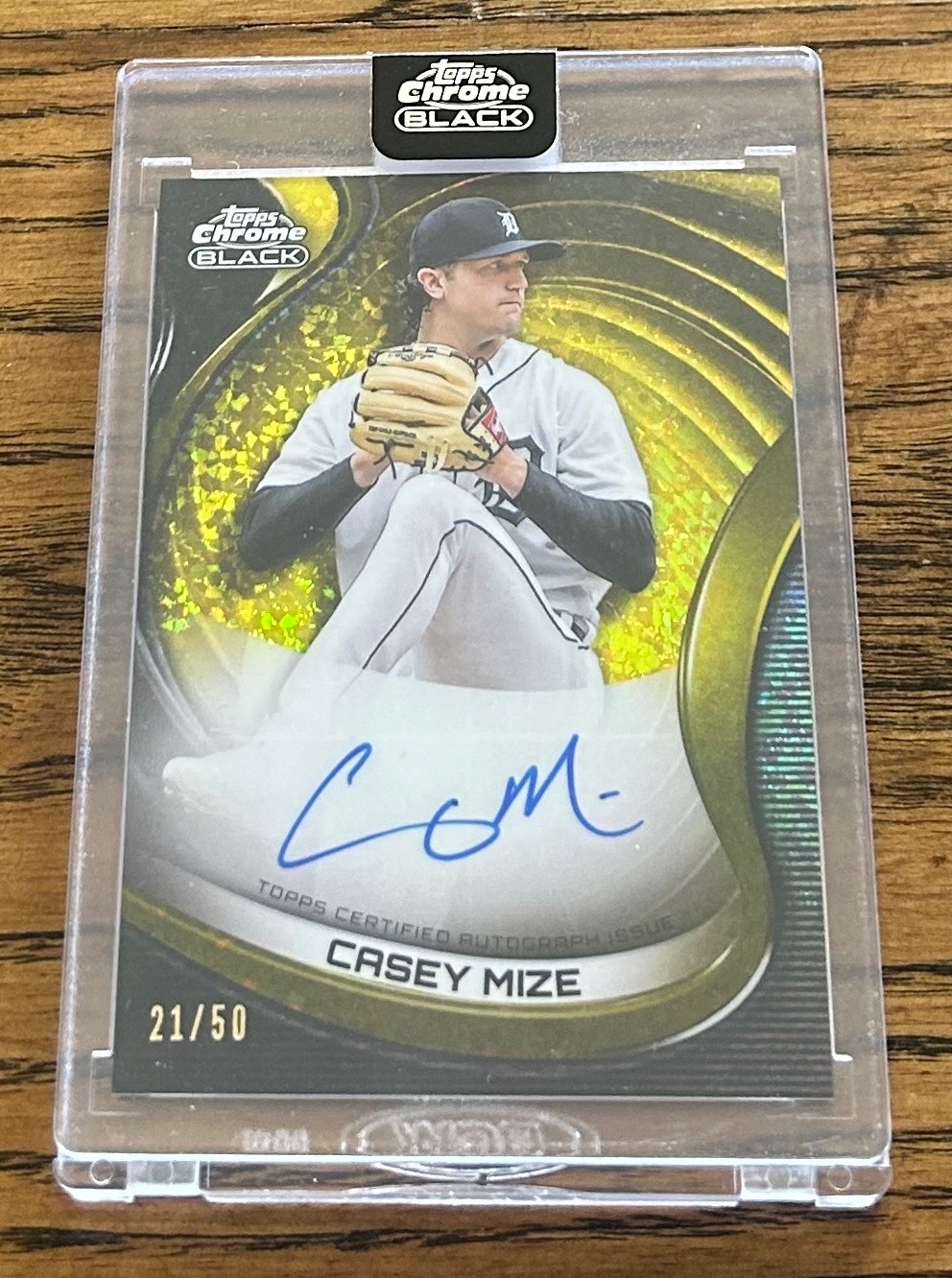 2022 Topps Chrome Black Casey Mize Auto Gold Mini-Diamond Refractor #/50