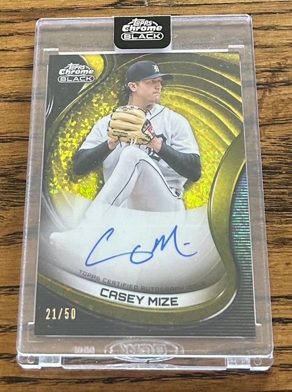 2022 Topps Chrome Black Casey Mize Auto Gold Mini-Diamond Refractor #/50
