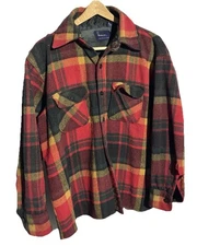 Vintage Brewster Wool Shacket Sz XL Anchor Buttons Plaid Rugged Hunting Gorpcore