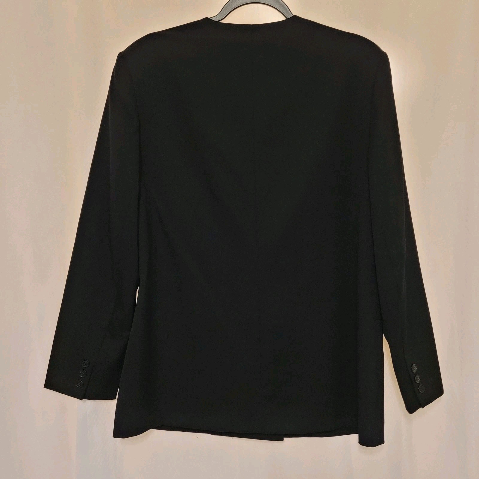 VTG Pendleton Double Breasted V Neck Collarless Black Virgin Wool Blazer Sz 14