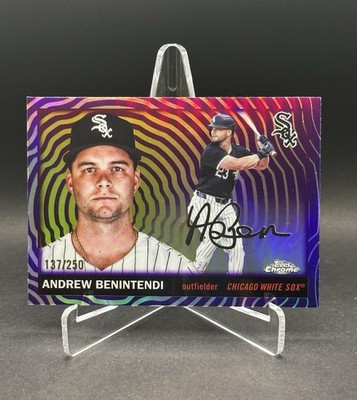 2025 Topps Chrome Platinum Andrew Benintendi Purple Vibrations /250 White Sox