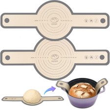 SWSKR Silicone Bread Sling for Dutch Oven, 2 Pcs Non-Stick & 8.3"+9.5", Gray