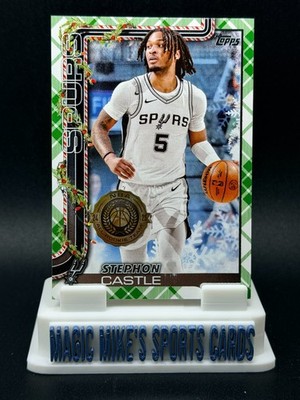 Stephon Castle 2025-26 Topps Holiday #H158 Plaid Parallel SP Spurs