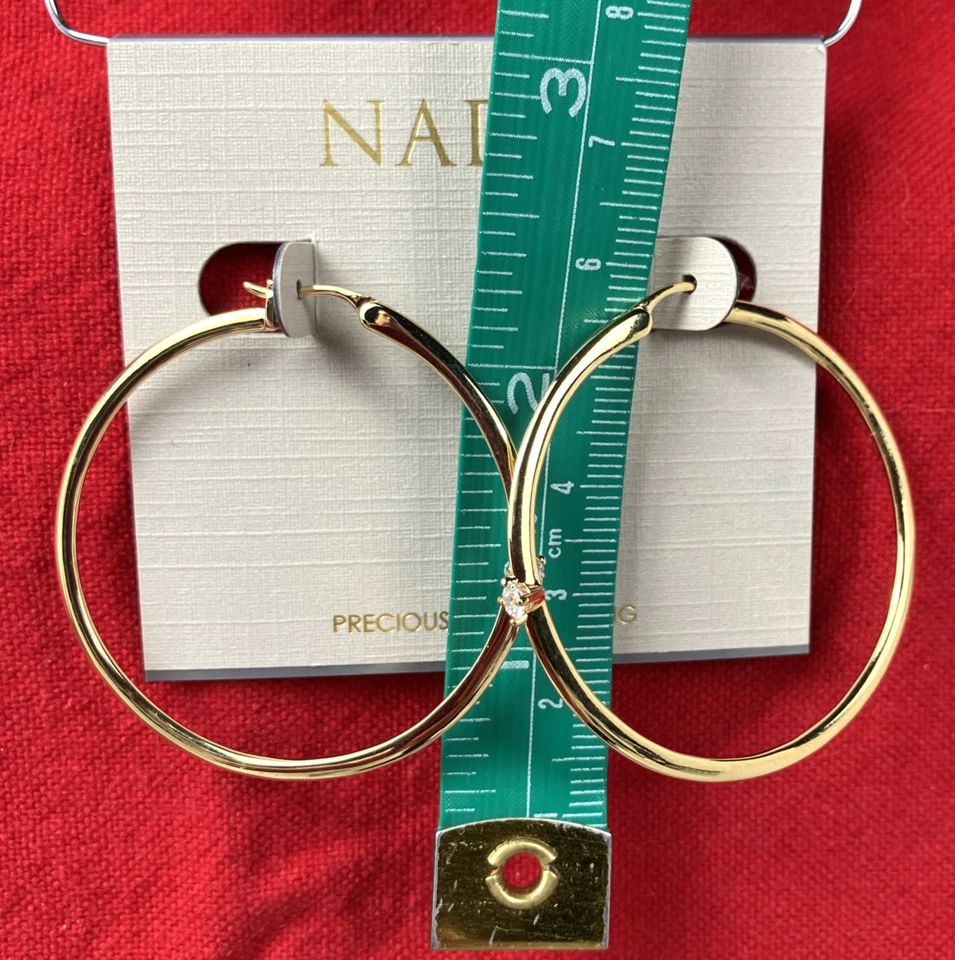 Pendientes de aro NADRI Zoe enchapados en oro de 18k con circonitas cúbicas nuevos con etiquetas - Precio de venta sugerido por el fabricante $60 Foto 2 de 4