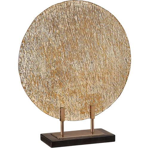 Uttermost 17500 Layan 18 inch Bright Gold and Black Marble Charger - Picture 2 of 5