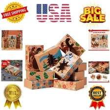 12PCS Christmas Cookie Boxes for Gift Giving, 8.75" x 5.75" x 2.75" Xmas Holi...