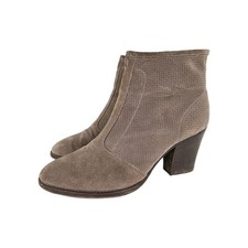 Aquatalia Faris perforated suede ankle bootie US 8 Brown Heels Back Zip Boot