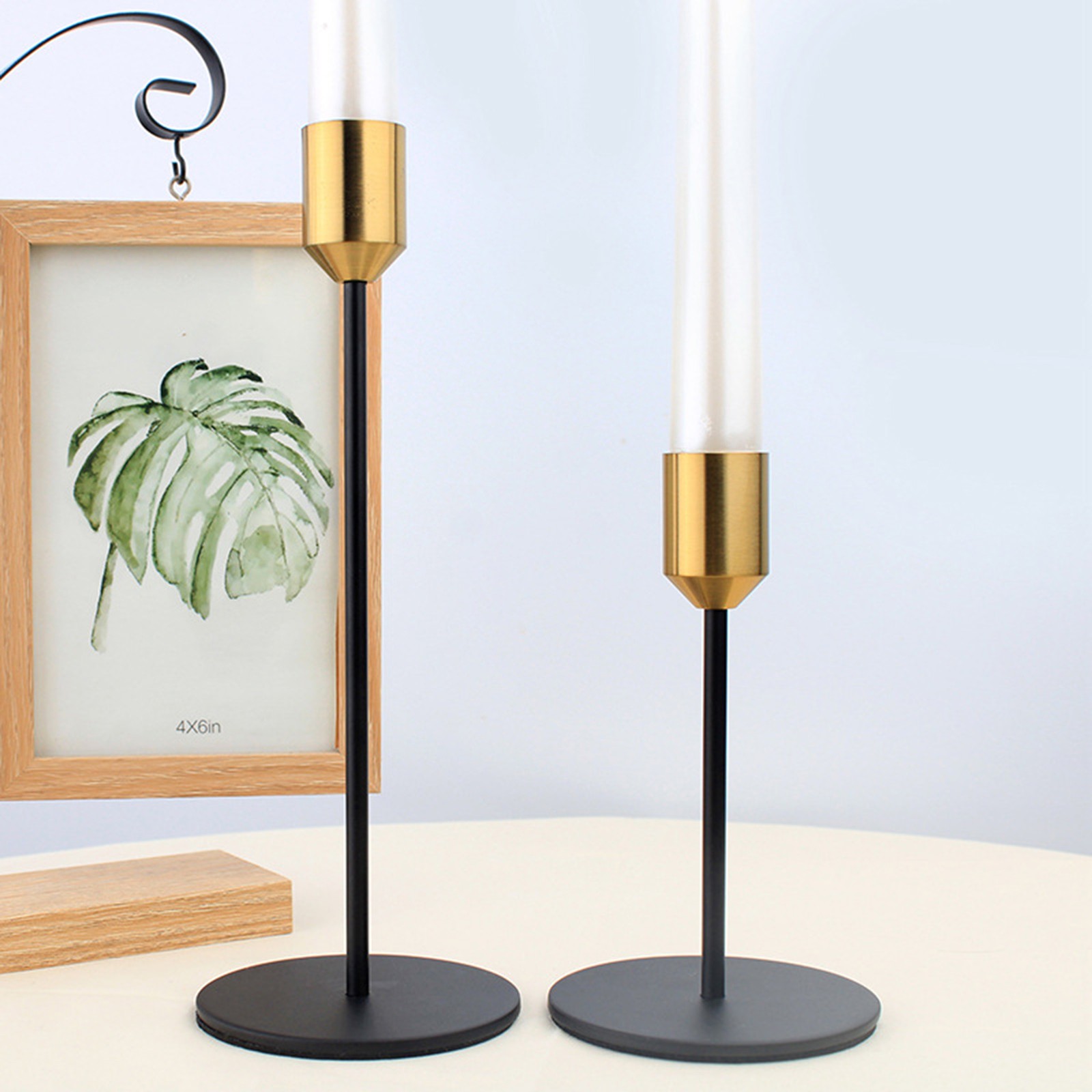 2 Pcs Metal Candle Holder Design Antique Black Candlestick Decorat
