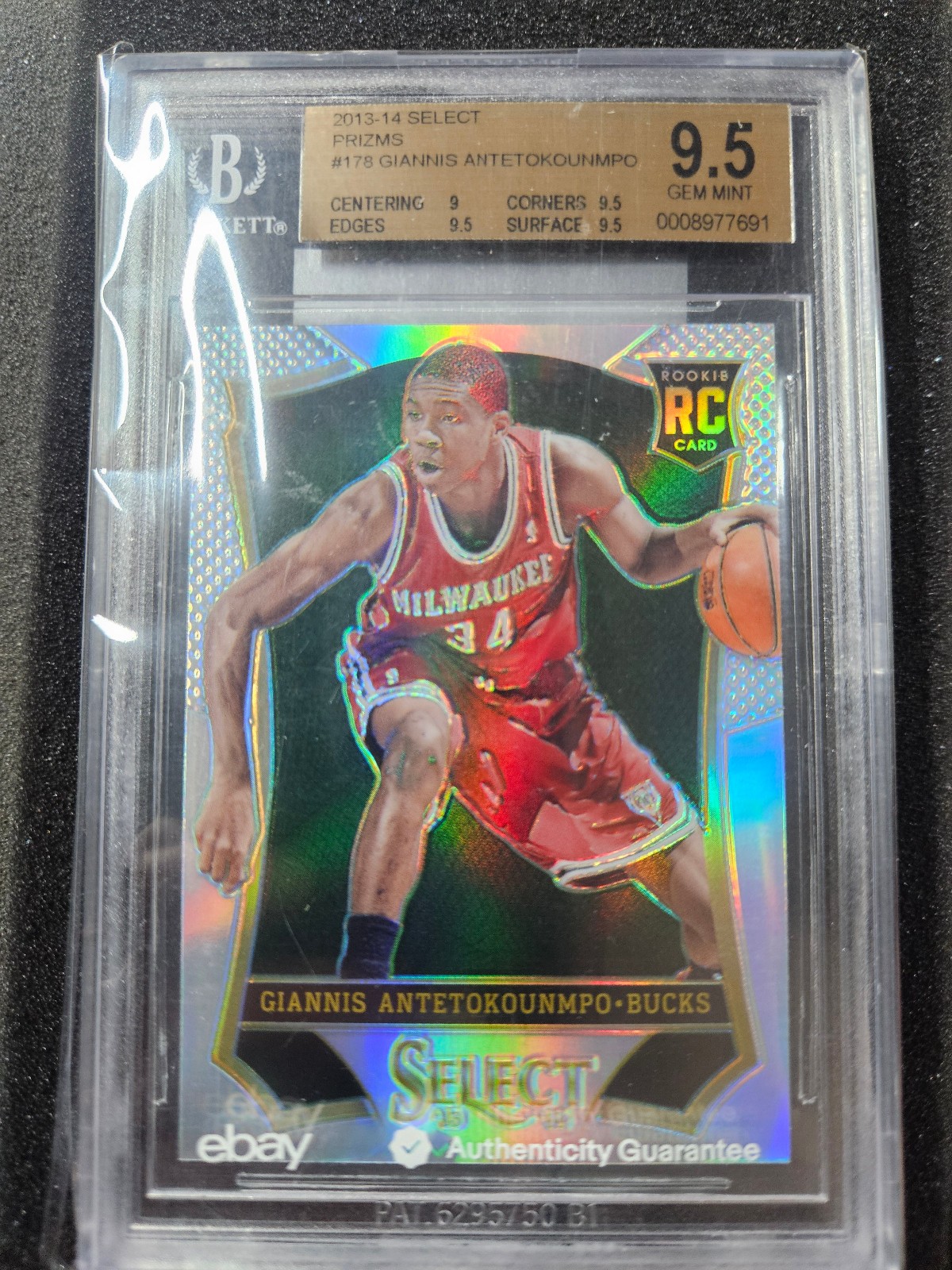 🌟 2013-14 Panini Select Giannis Antetokounmpo RC Silver Prizm BGS 9.5 GEM MINT