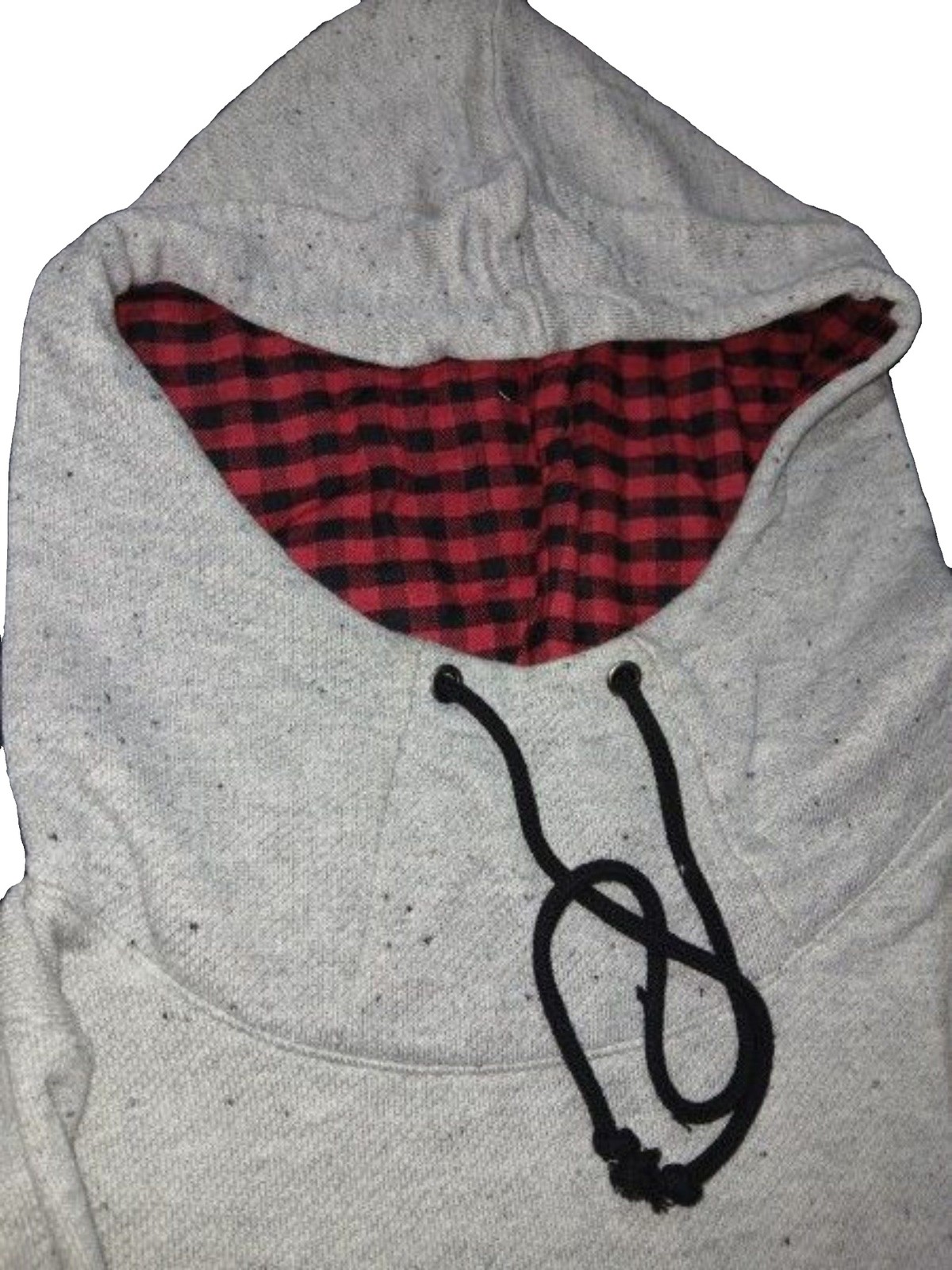 Maurice Women Size 0 (Plus) Sweatshirt Hood Tie Buttons Black Red Inside Shirt image 4