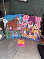 Lot Of 3 Lisa Frank Rainbow Chaser Ballerina Horses Ring Zipper Folders School