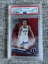 2023 Bowman U Chrome Jared  McCain Prospects Red Shimmer Auto PSA 10 3/5 POP 1