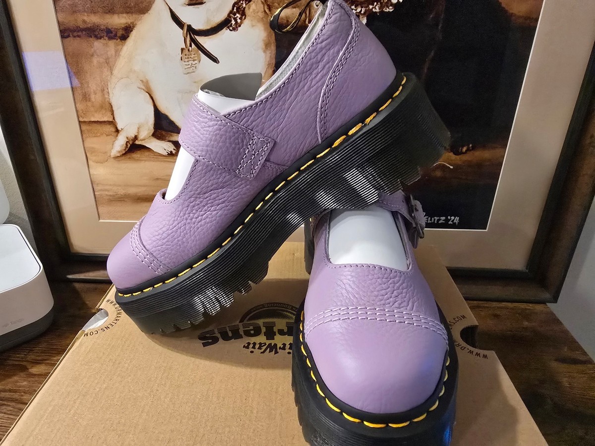 Dr Martens Addina Flower Lilac Purple Leather Mary Jane Platform
