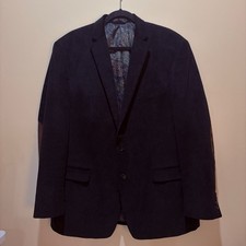 Lauren Ralph Lauren 46L Black Corduroy Blazer Brown Elbow Patches Sport Coat