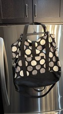 Thirty-One Utility Tote Bag Black White Gray Polka Dot