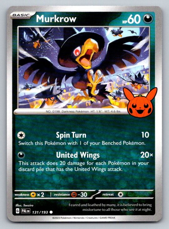 Murkrow SV02: Paldea Evolved 131/193 NM Reverse Holo