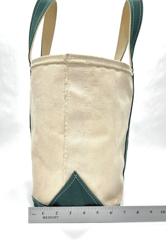 Vtg LL Bean Boat and Tote Medium Zip Canvas Bag Green White Freeport Maine USA - Picture 12 of 18