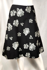 Vintage Worthington Black Floral Classic/Preppy/Academia A-line Skirt 12