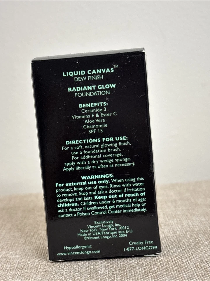 Vincent Longo Liquid Canvas Dew Finish Radiant Glow Foundation Waterproof For... - Image 2 of 2