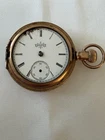 Antique Elgin 6347477 Gold Open Face Pocket Watch - For Parts Only! Broken