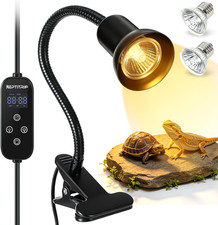 Reptile Heat Lamp with Clamp, UVA UVB Light for Reptiles with Cycle Timer