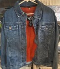 Men's med Harley Davidson Jean Jacket V-Twin Power Embroidered Denim Motorcycle