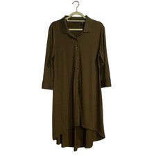 H by Halston Olive Green Oversized Tunic Sz MP