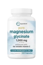 Pure Magnesium Glycinate 1,000mg, 300 Capsules | 100% Chelated for ... Fast Ship