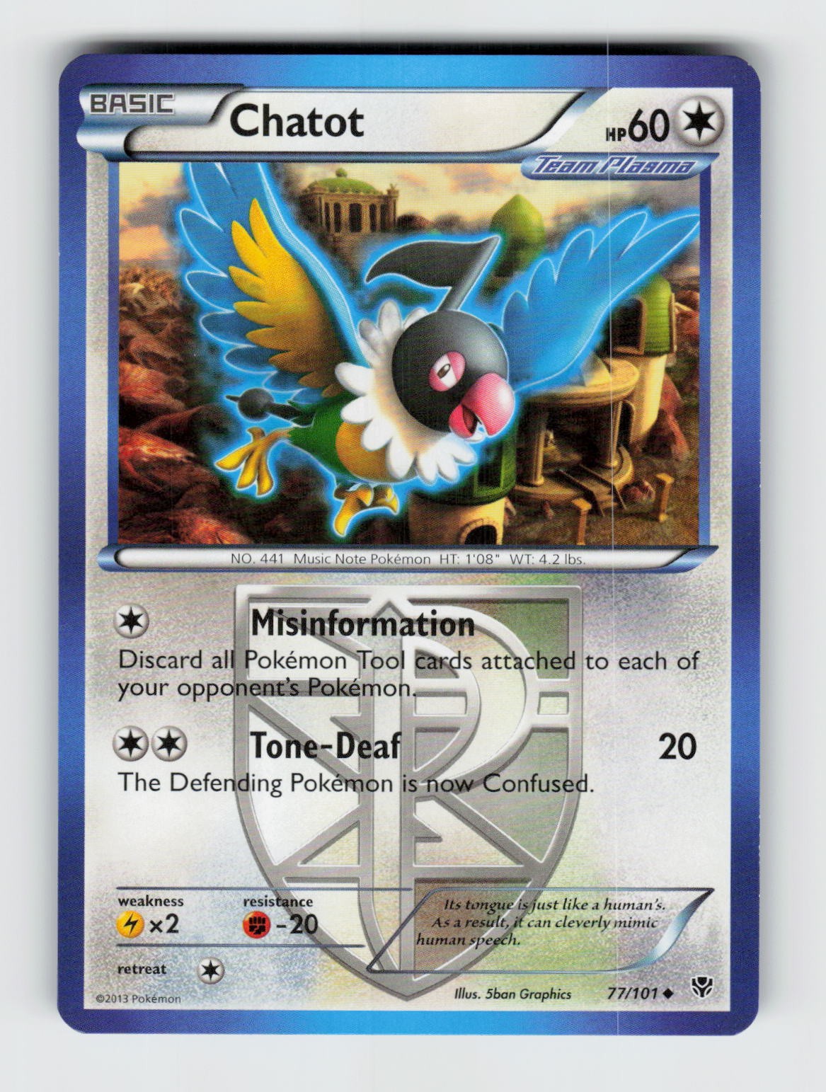 Chatot 77/101 - Pokemon - Plasma Blast - Uncommon - NM