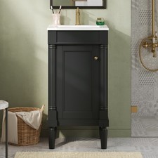 18" French Style Bathroom Cabinet with Storage, Small Space Solution with Cera